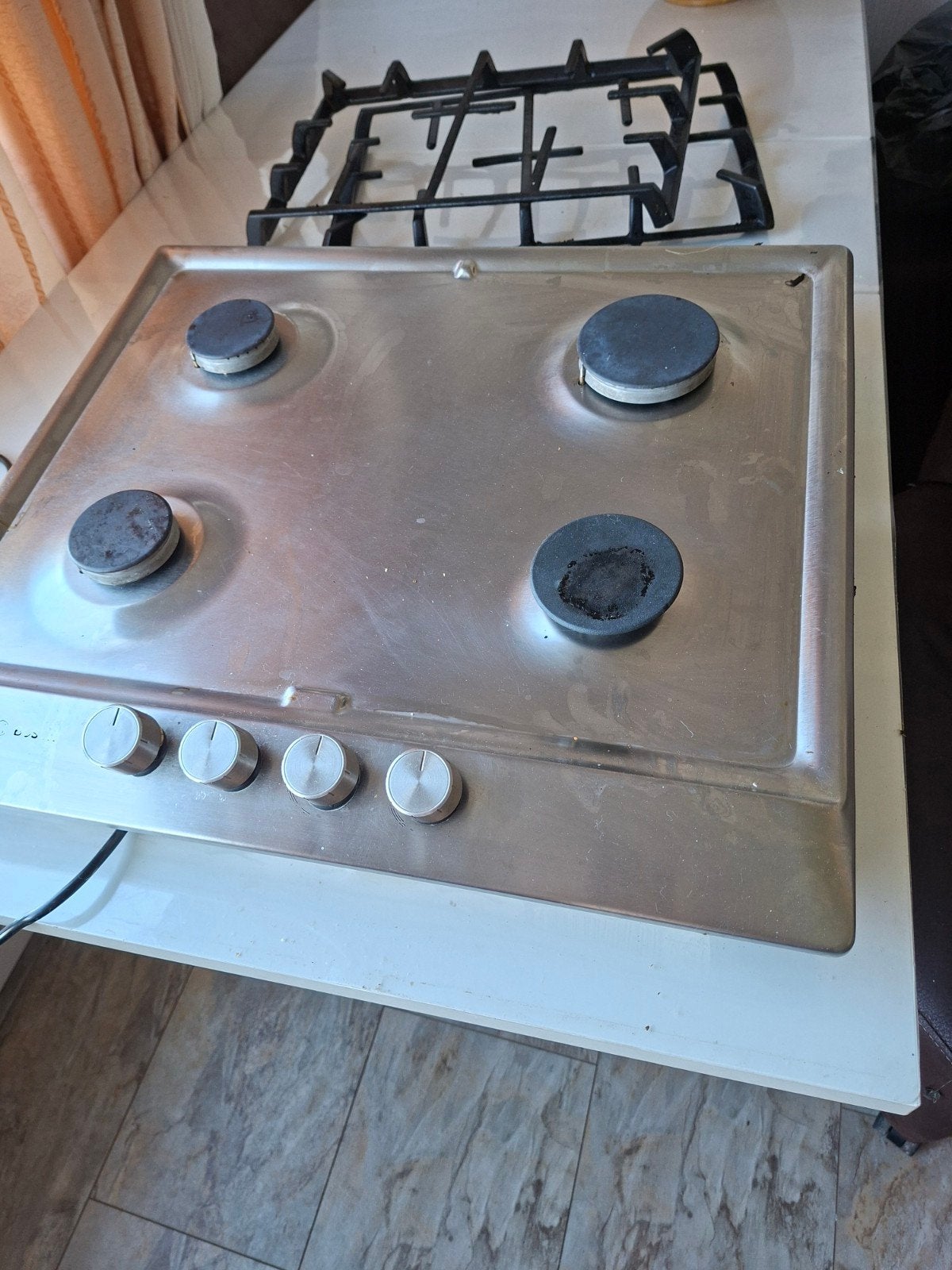Bosch fornuisgas 4-pits, RVS, gebruikt((vaste prijs)), Ophalen, Gebruikt, 60 cm of meer, 4 kookzones