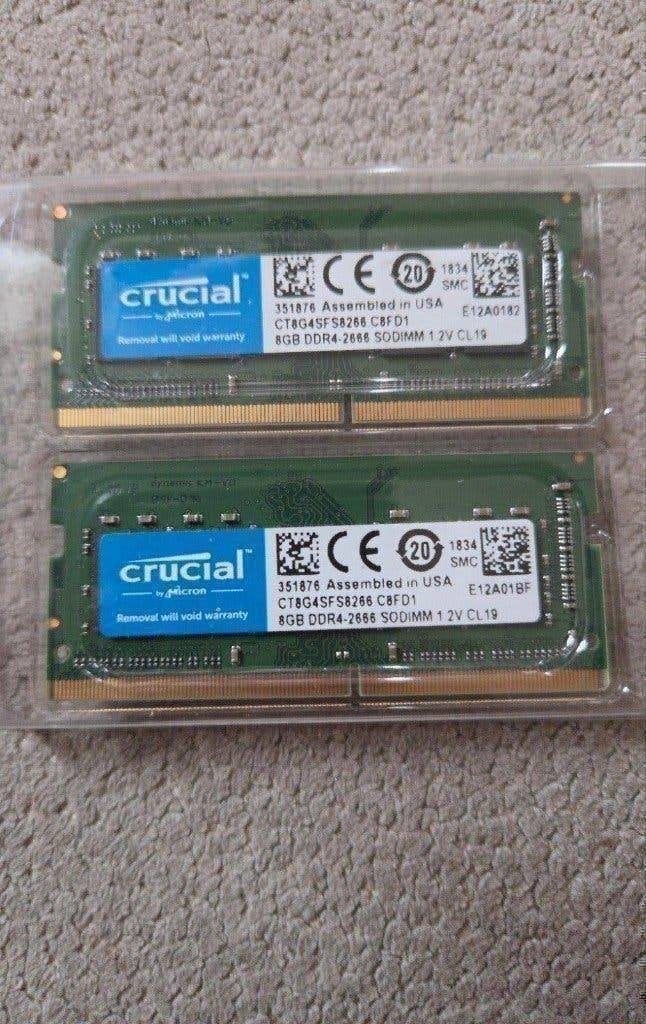 Crucial 16GB (2x8GB) DDR4-2666 SODIMM RAM voor Laptop, Computers en Software, DDR4, Ophalen of Verzenden, Zo goed als nieuw, Laptop