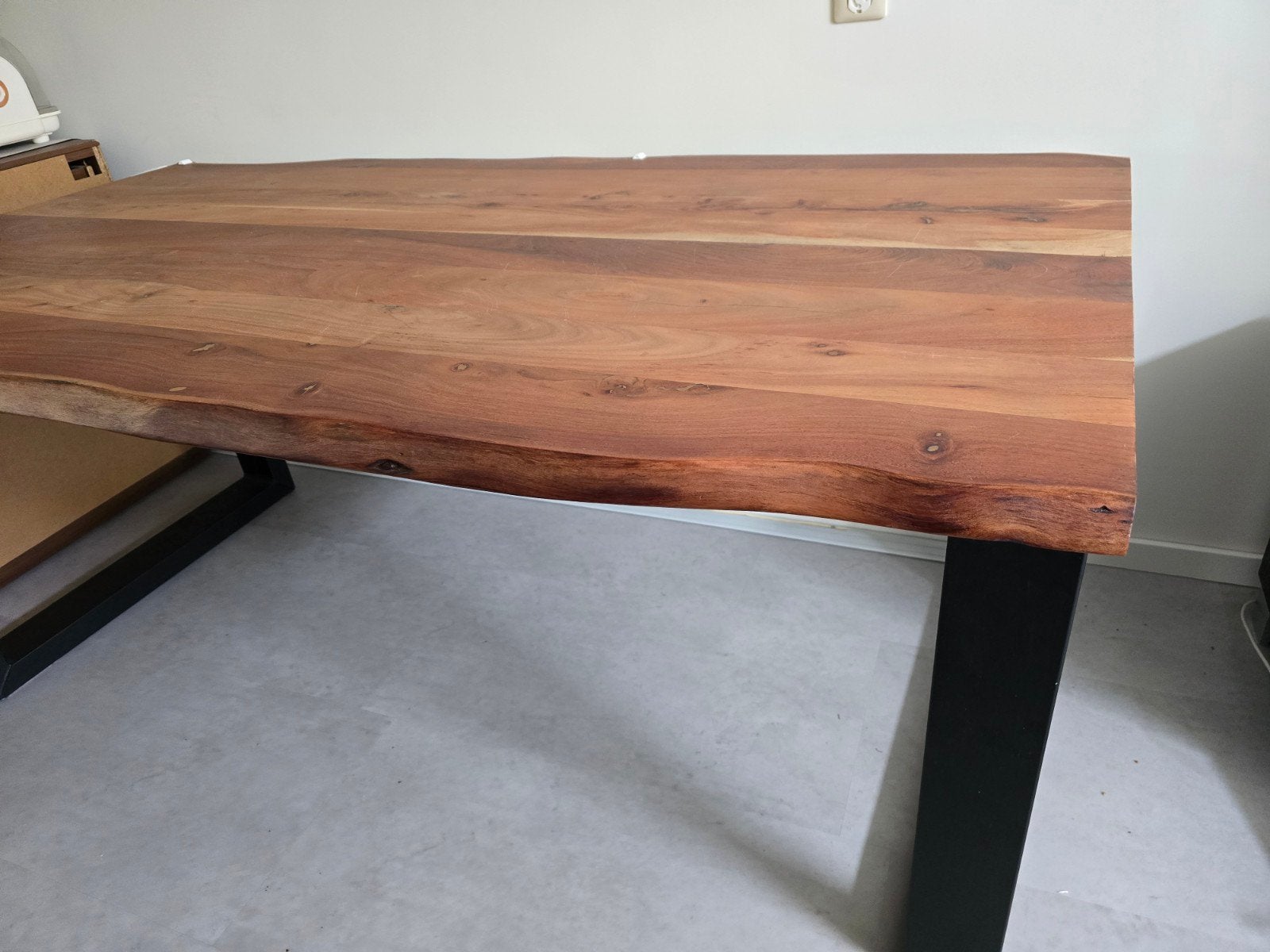 Acacia boomstam tafel 180x100 cm, Ophalen, Rechthoekig, 50 tot 100 cm