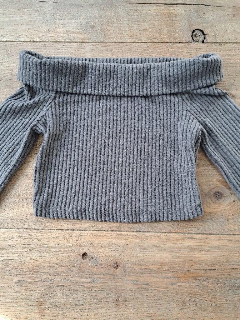 Grijs shirt met boothals S, Ophalen of Verzenden, Zo goed als nieuw, Lange mouw, Maat 36 (S)