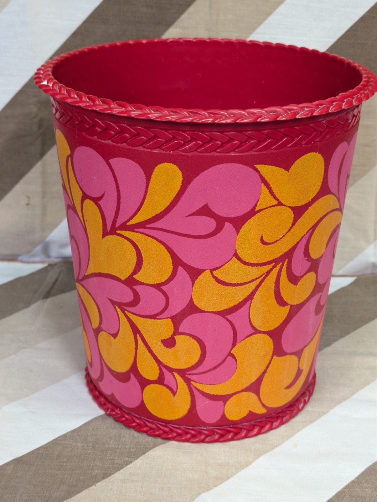 Vintage Emsa Prullenbak Jaren '70 - Bloemenprint, Kunststof, Gebruikt, Ophalen of Verzenden, 5 – 50
