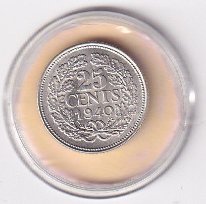 25 Cent 1940 ruim Zeer Fraai, Verzenden, Zilver, 25 cent, Koningin Wilhelmina