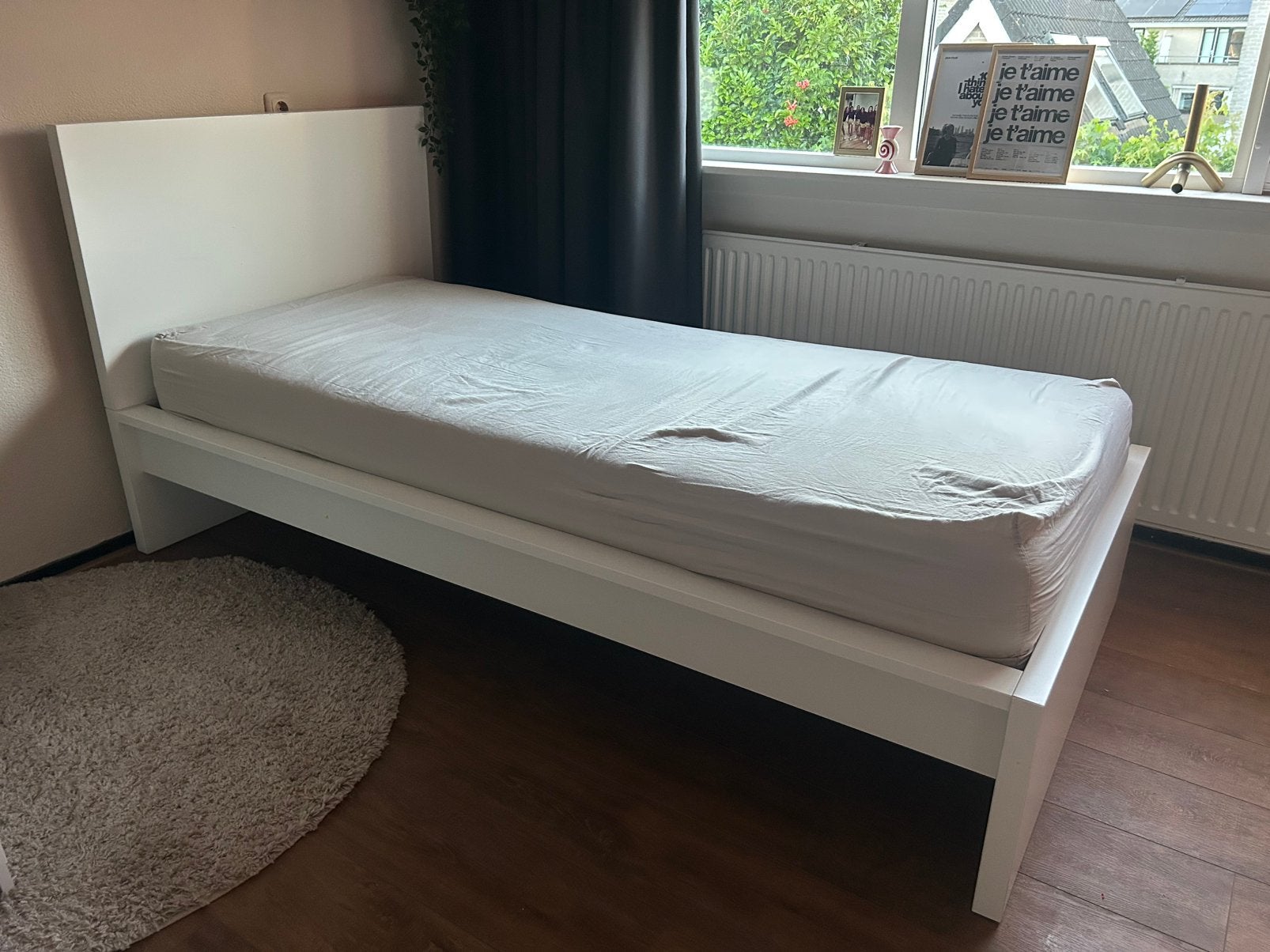 Malm bed wit 90x200 incl kwaliteit lattenbodem van Totaalbed, Ophalen, Gebruikt, 90 cm, Eenpersoons