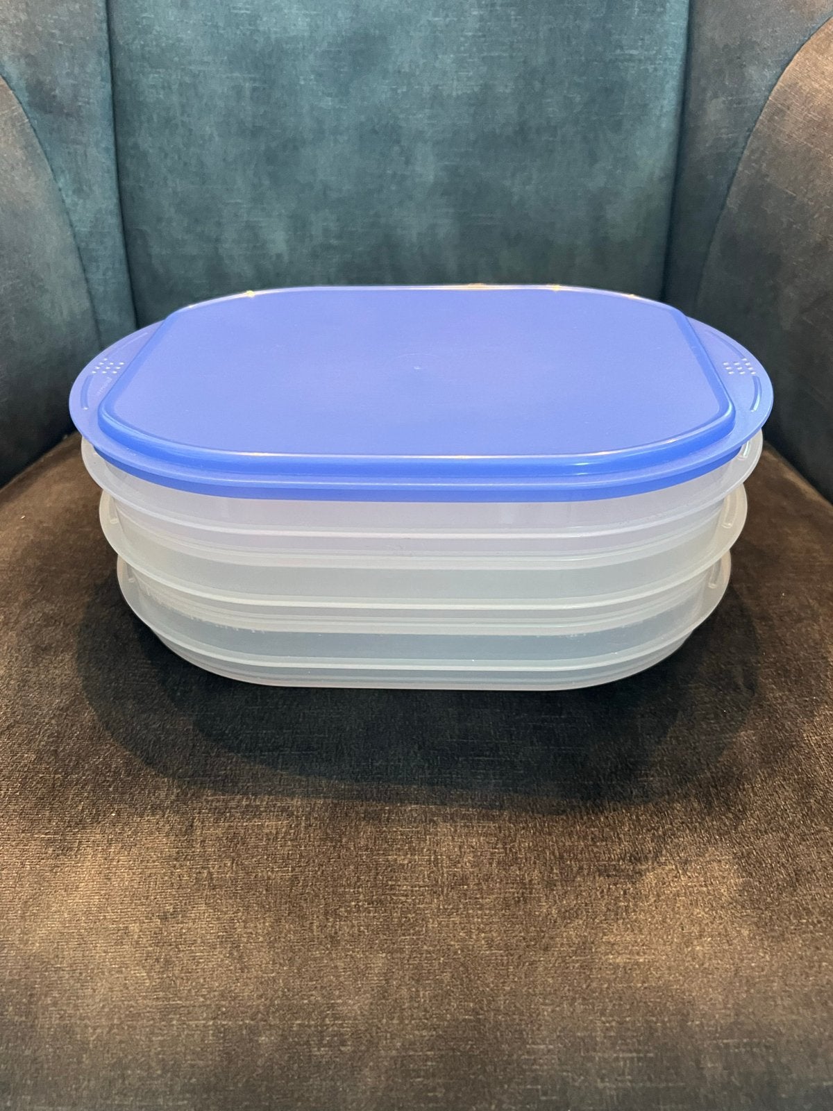 Tupperware vleeswaren schaaltjes, Ophalen of Verzenden, Gebruikt, Blauw, Overige typen