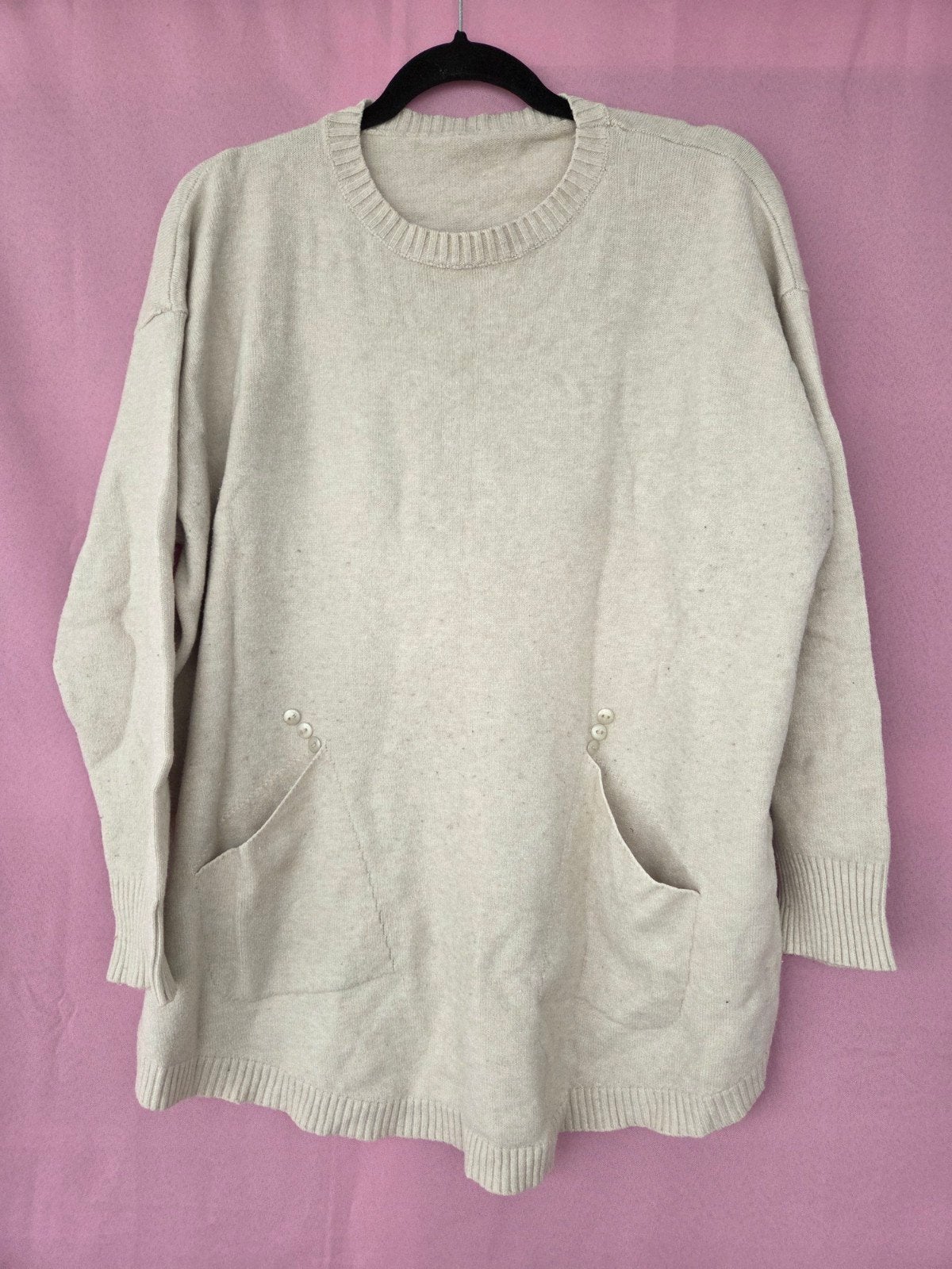 Beige trui met zakken, Maat 38/40 (M), Beige, Ophalen of Verzenden, Onbekend