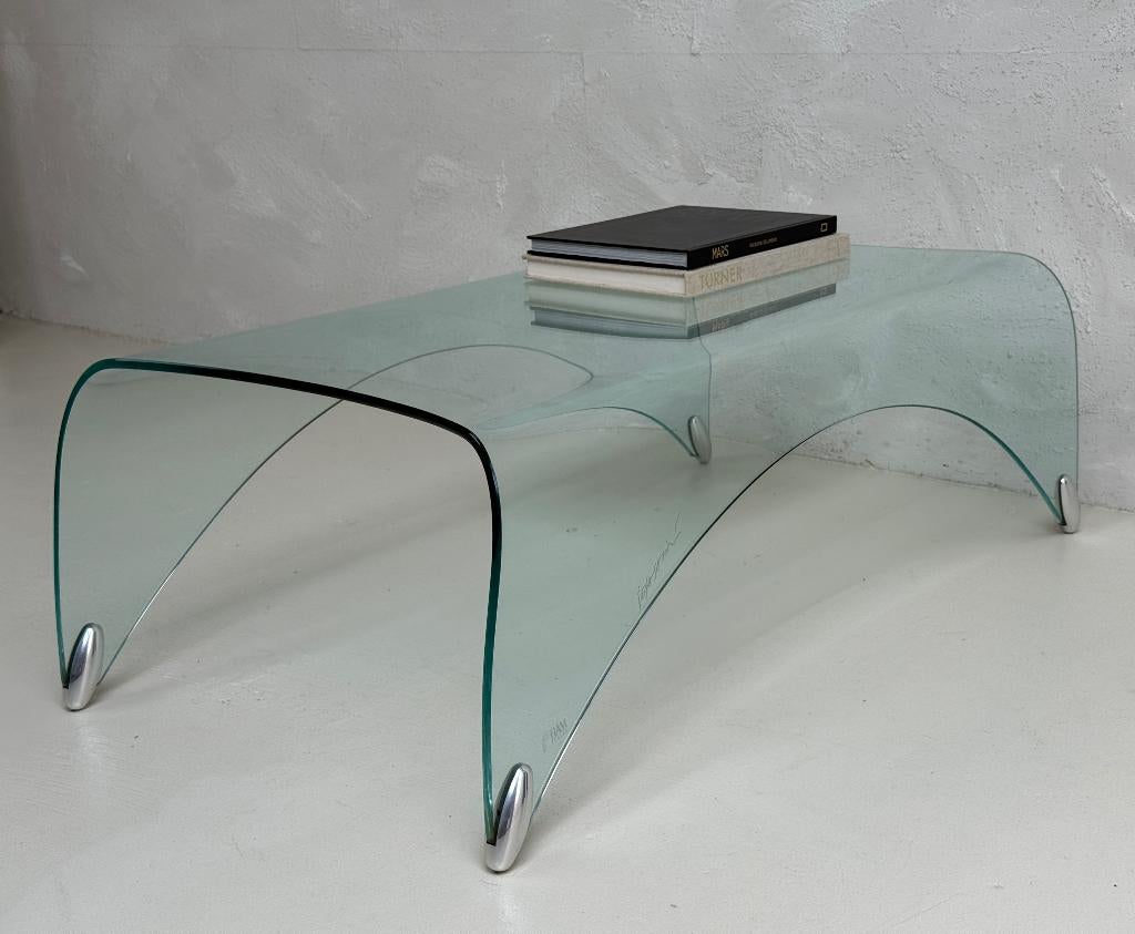 Fiam Italia 'Genio' Salontafel | Massimo Iosa Ghini | 1980, Gebruikt, 100 tot 150 cm, Glas, Minder dan 50 cm