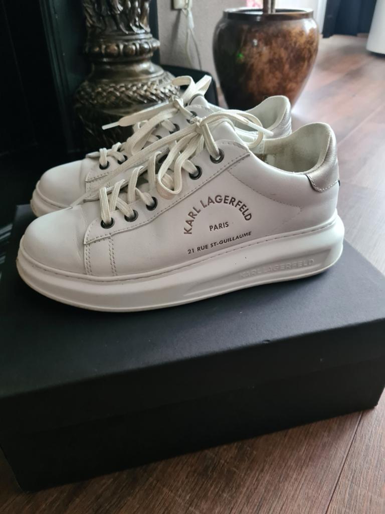 Karl Lagerfeld dames sneakers maat 38, Ophalen, Zo goed als nieuw, Wit, Sneakers of Gympen
