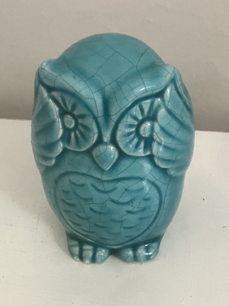 Dit turquoise keramieken uilenbeeldje, Ophalen of Verzenden, Zo goed als nieuw, Dier