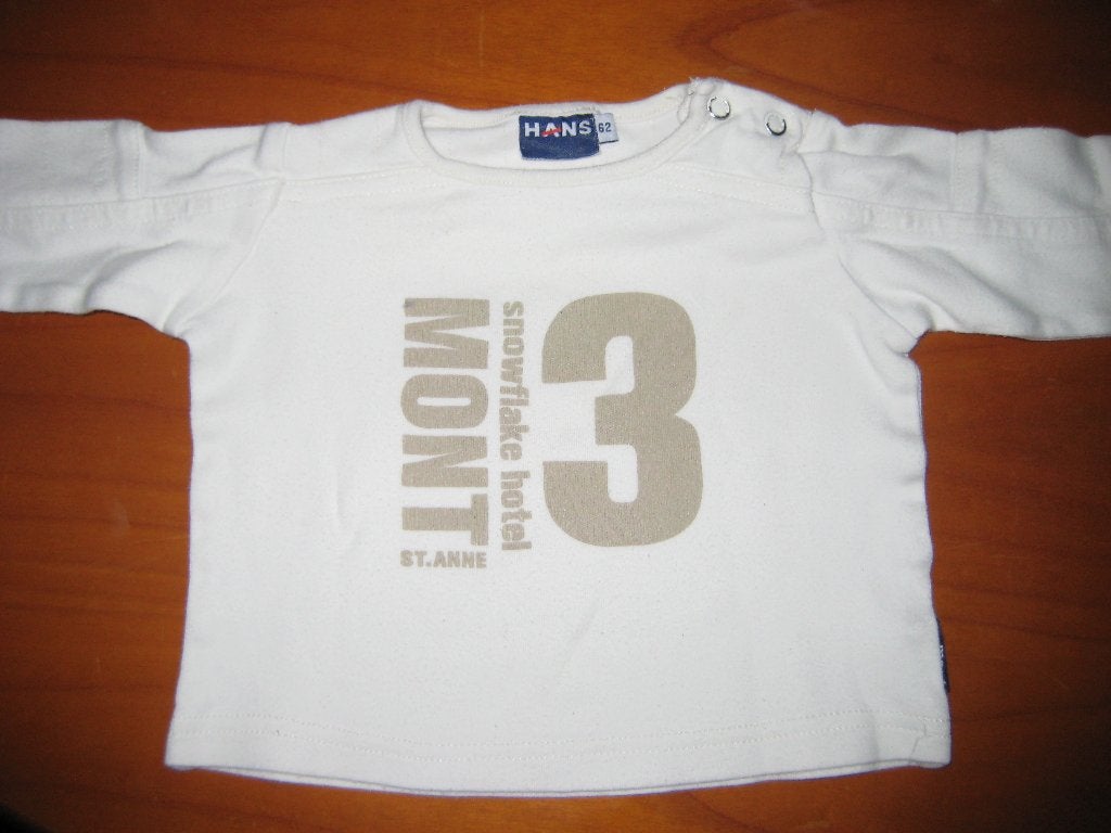 Wit shirt, 62, HANS, Ophalen of Verzenden, Zo goed als nieuw, Jongetje, Shirtje of Longsleeve