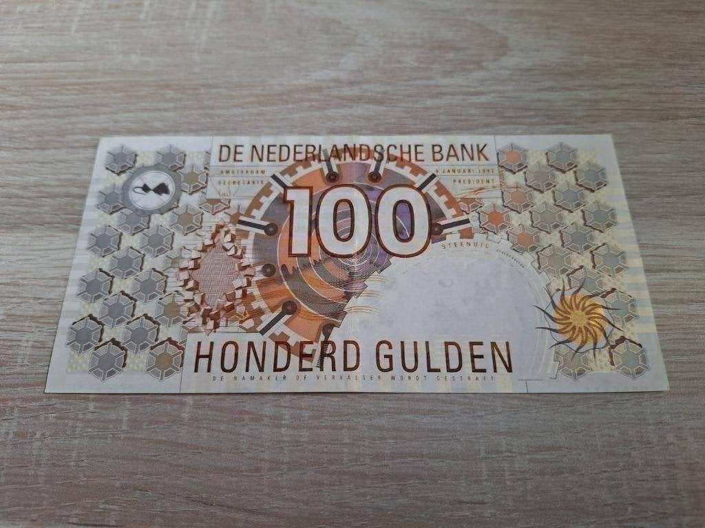 Mooi biljet 100 gulden Steenuil, 1992, Postzegels en Munten, Bankbiljetten | Nederland, 100 gulden, Ophalen of Verzenden