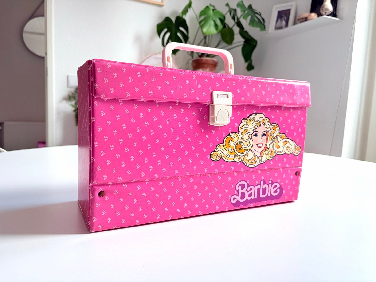 Vintage Barbie Koffertje Mattel 1986 - Roze Opbergkoffer, Ophalen of Verzenden, Gebruikt, Barbie