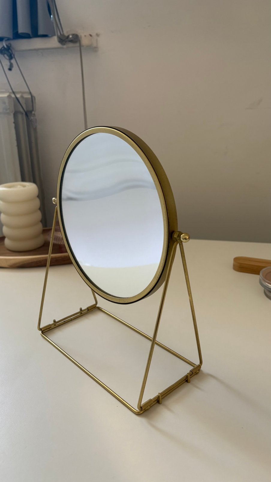 IKEA Kleine Gouden Spiegel, Ophalen, Minder dan 50 cm, Gebruikt, Rond