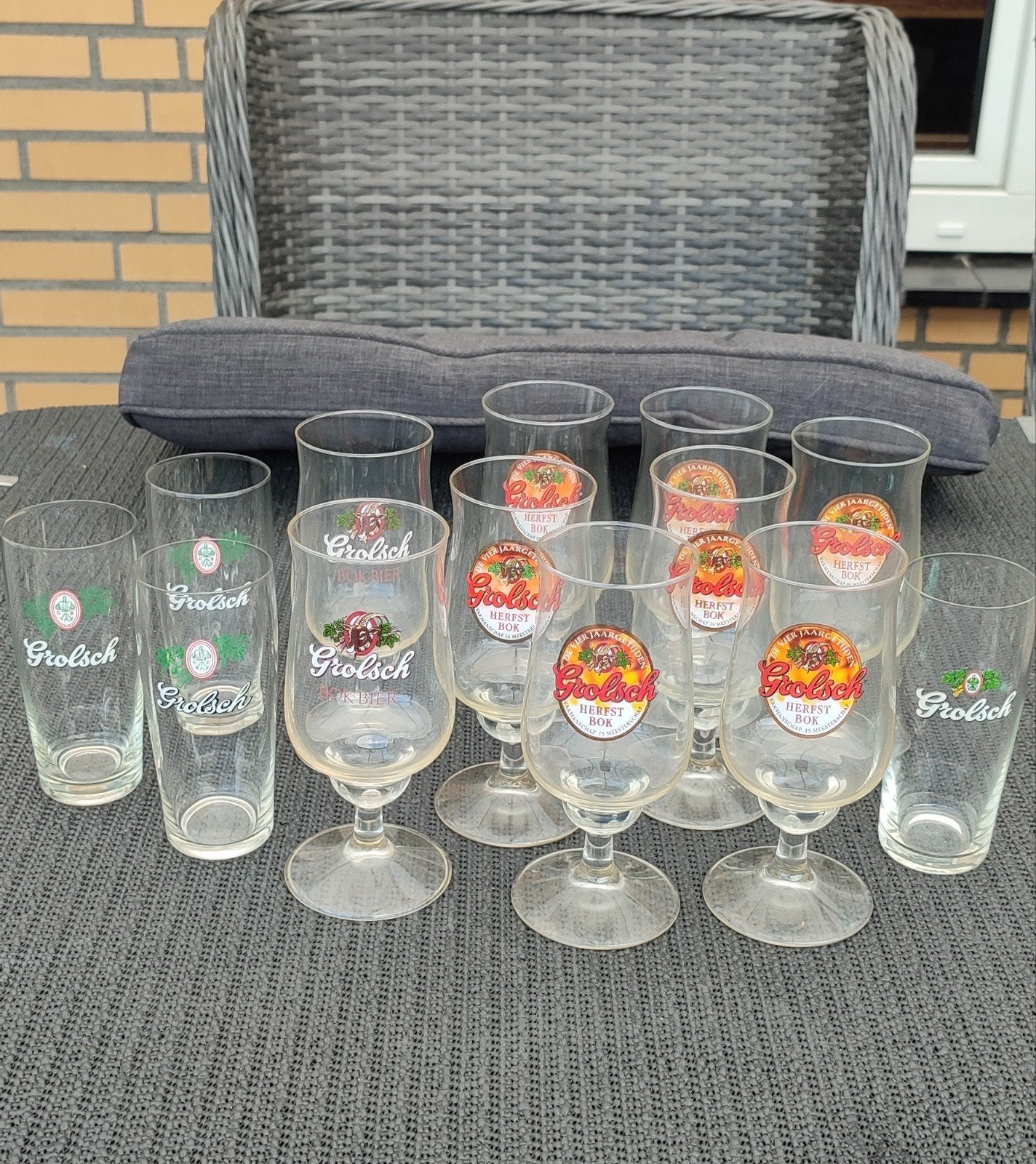 13 Grolsch bierglazen - 4 verschillende soorten, Verzamelen, Ophalen of Verzenden