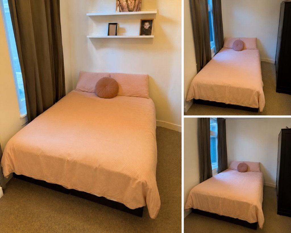 Twijfelaar 2-persoonsbed gebruikt, Huis en Inrichting, Slaapkamer | Bedden, Gebruikt, Twijfelaar, 120 cm, Hout, Ophalen
