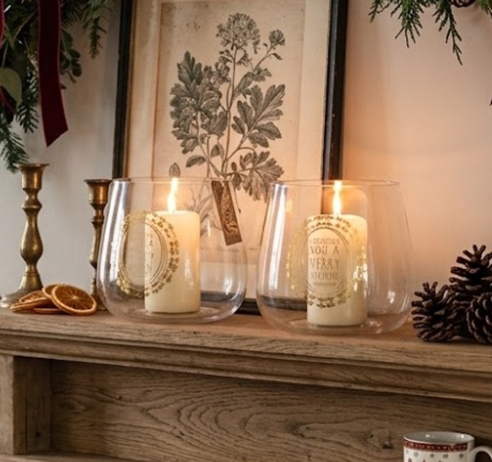Riverdale Windlichten Set - Wishing You a Merry Everything, Nieuw, Ophalen of Verzenden, Glas, Windlicht