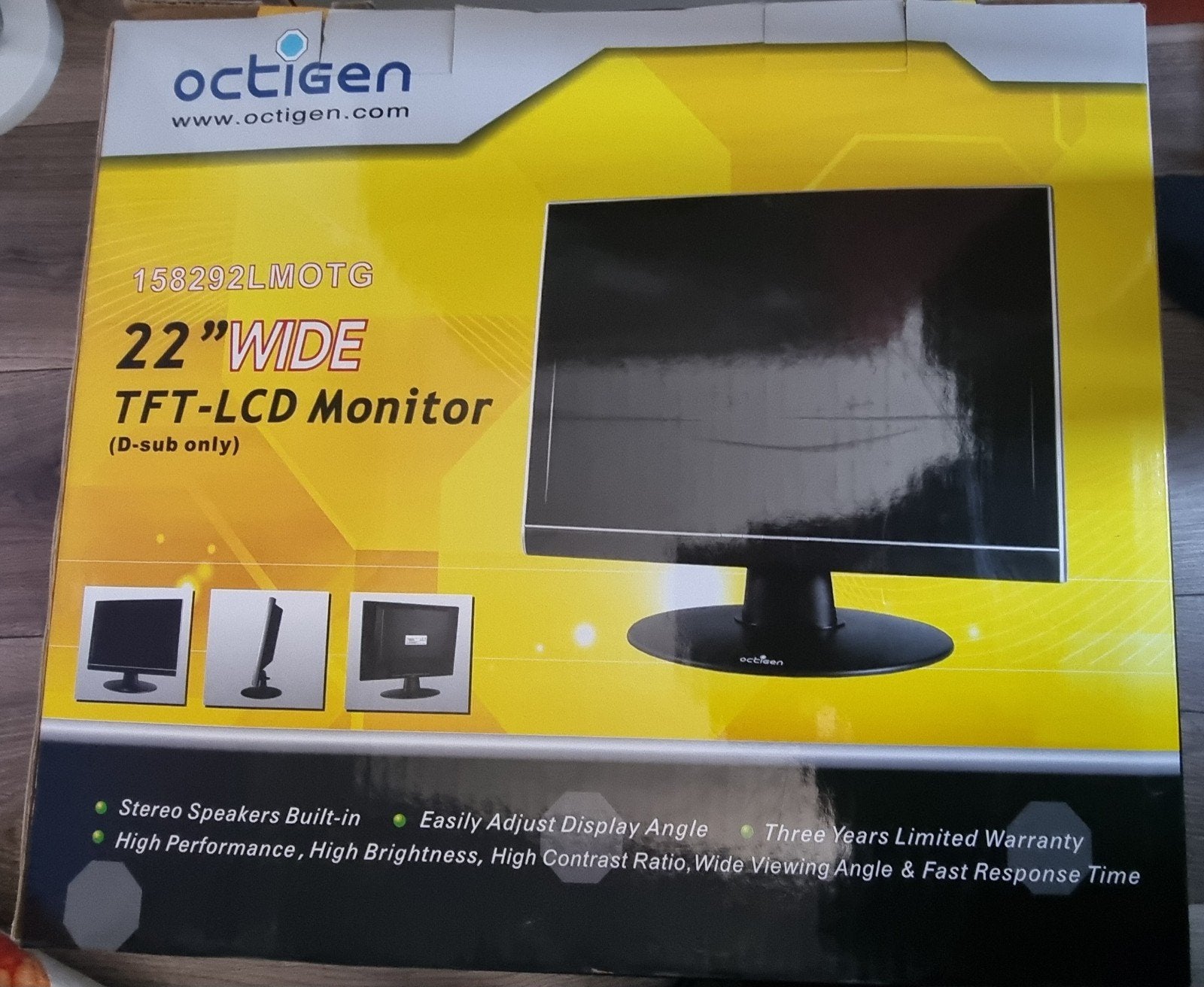 Octigen 22" Wide TFT-LCD Monitor met ingebouwde speakers, Computers en Software, Ophalen, Nieuw, Overige typen, VGA