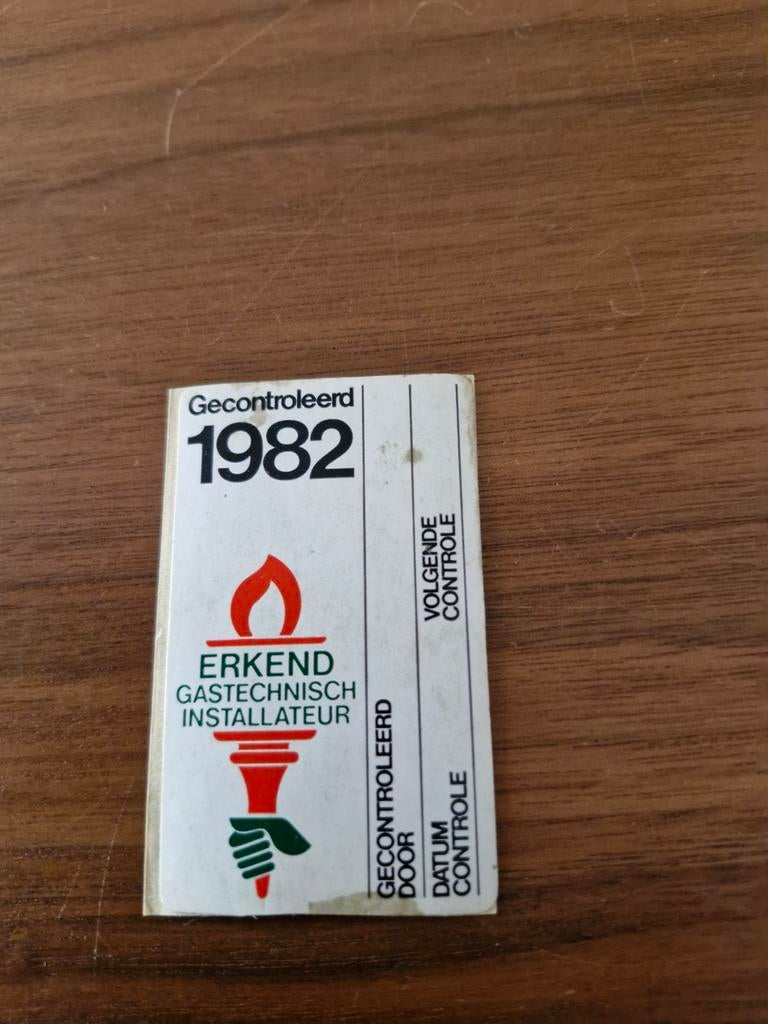 6787 Geregistreerd Gastechnisch Installateur sticker 1982, Ophalen of Verzenden
