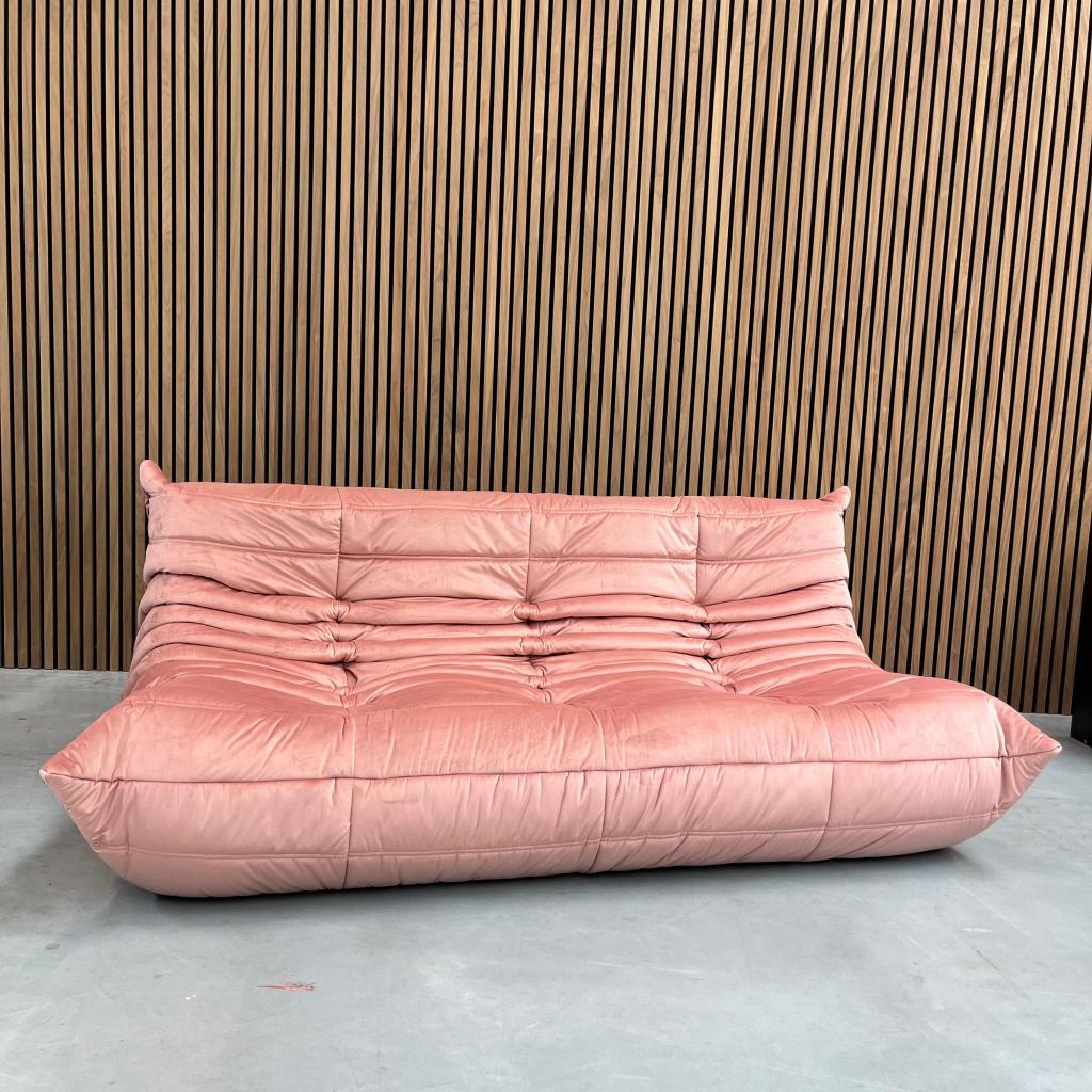 Ligne Roset Togo Large Settee 3-zits | Pink Velvet, Ophalen of Verzenden