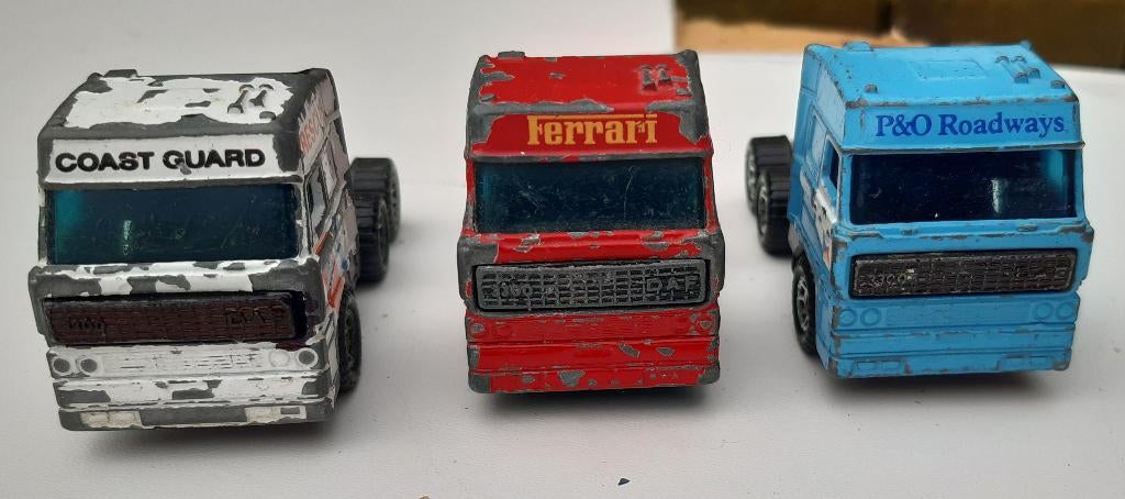 DAF 3600 SPAESCAB 3X TREKKERS SCHAAL 1:87., Ophalen of Verzenden, Gebruikt, Bus of Vrachtwagen, Matchbox