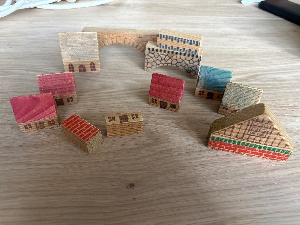 Houten huisjes, blokken vintage, Ophalen, Gebruikt, Overige typen