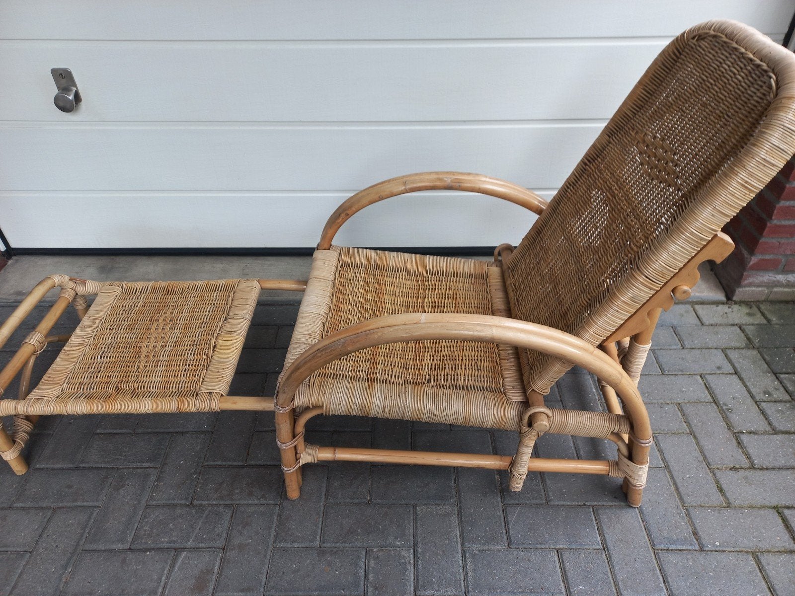 Vintage midcentury rieten lounge chair., Ophalen, Rotan