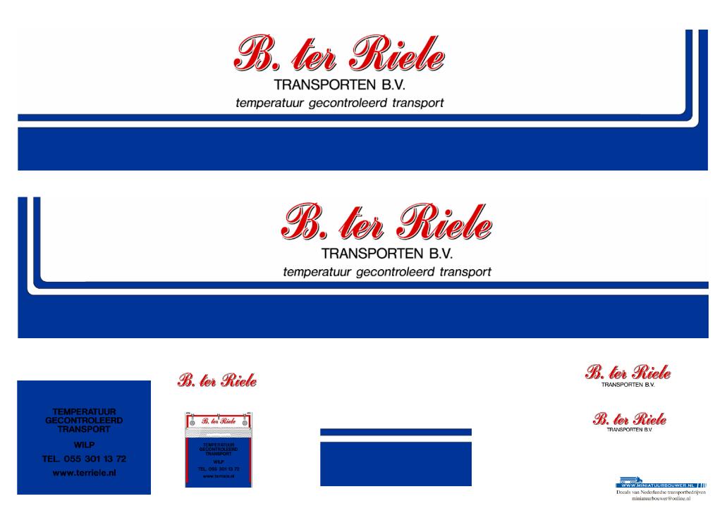 Vrachtauto decal 1:50 B ter Riele ( trailer ), Verzenden, Nieuw, Bus of Vrachtwagen, Overige merken