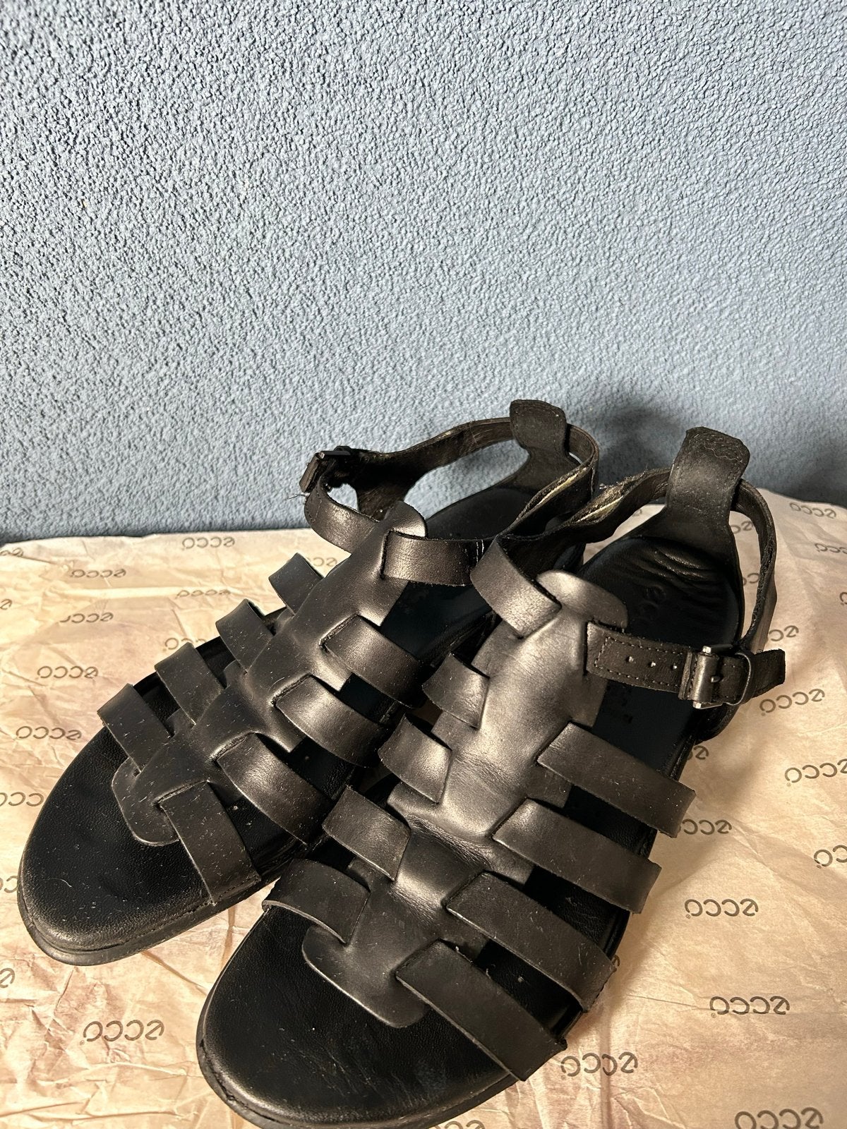 Zwarte lederen ECCO sandalen, maat 40, Kleding | Dames, Schoenen, Zwart, Zo goed als nieuw, Sandalen of Muiltjes, Ophalen of Verzenden