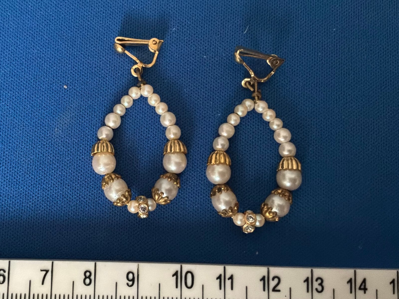 Elegante clip Oorbellen met Parels en Strass, Sieraden, Tassen en Uiterlijk, Oorbellen, Zo goed als nieuw, Knopjes of Stekers