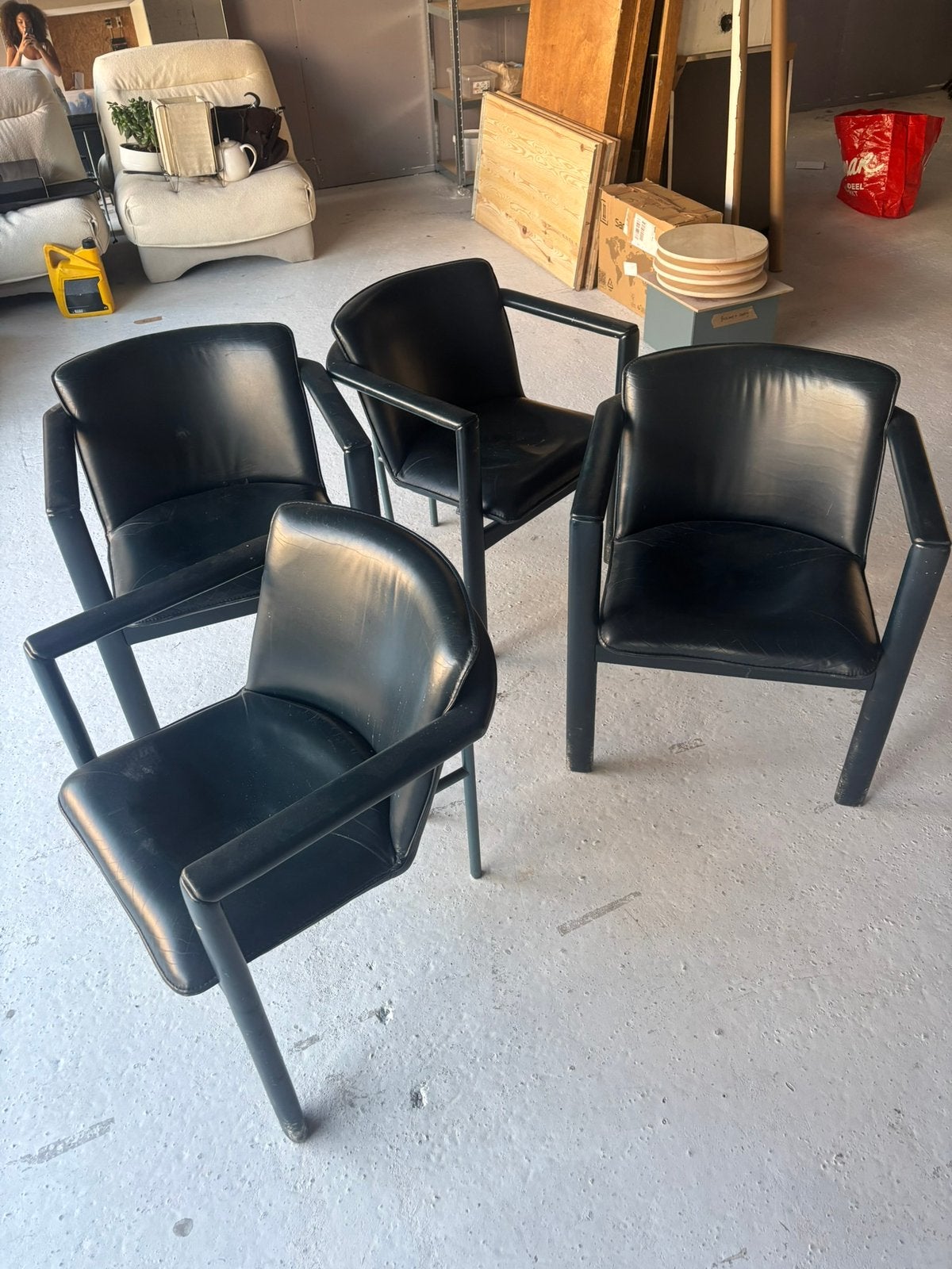 4 leren leolux stoelen, Ophalen, Twee, Zwart, Leer