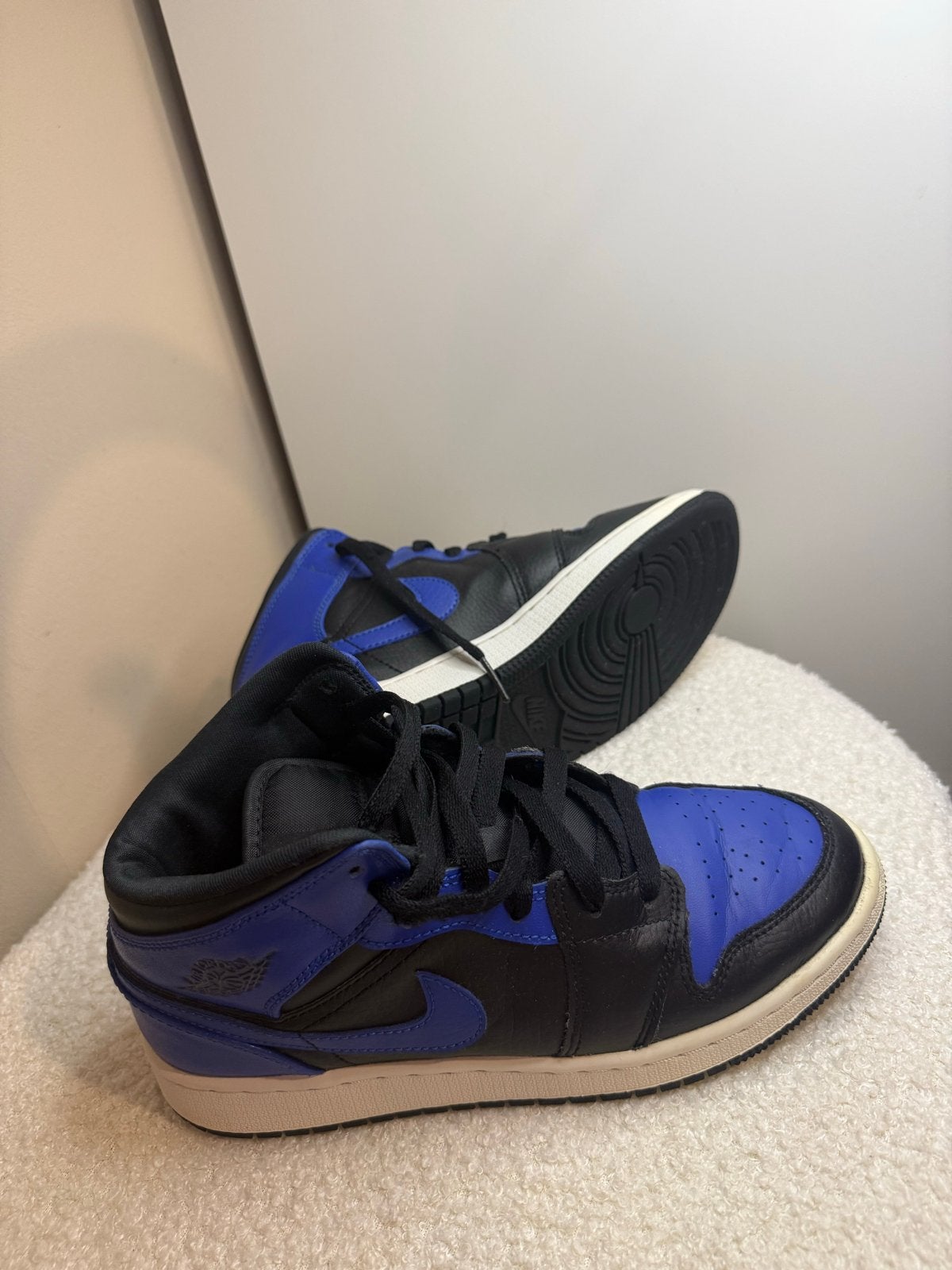 Nike Air Jordan 1 Mid Royal Blue Zwart, Ophalen of Verzenden, Gedragen, Blauw, Sneakers of Gympen
