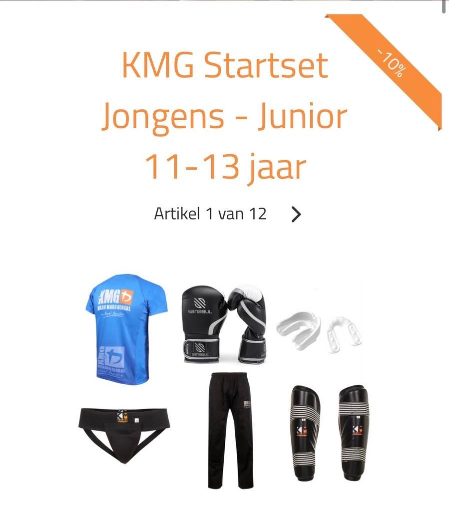 Krav Maga KMG starterset kleding en bescherming,  11-13 jaar, Gebruikt, Overige, Vechtsportbescherming, Ophalen of Verzenden
