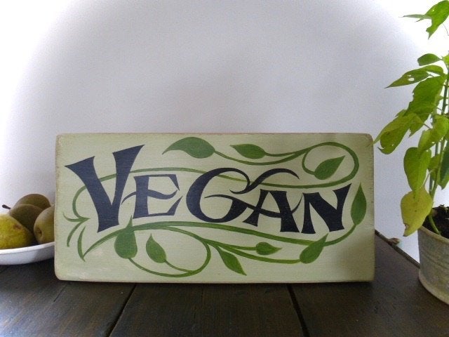 Handgeschilderd reclame bord/veganistisch/Vegan/Vegetarisch, Reclamebord, Nieuw, Ophalen of Verzenden, B6