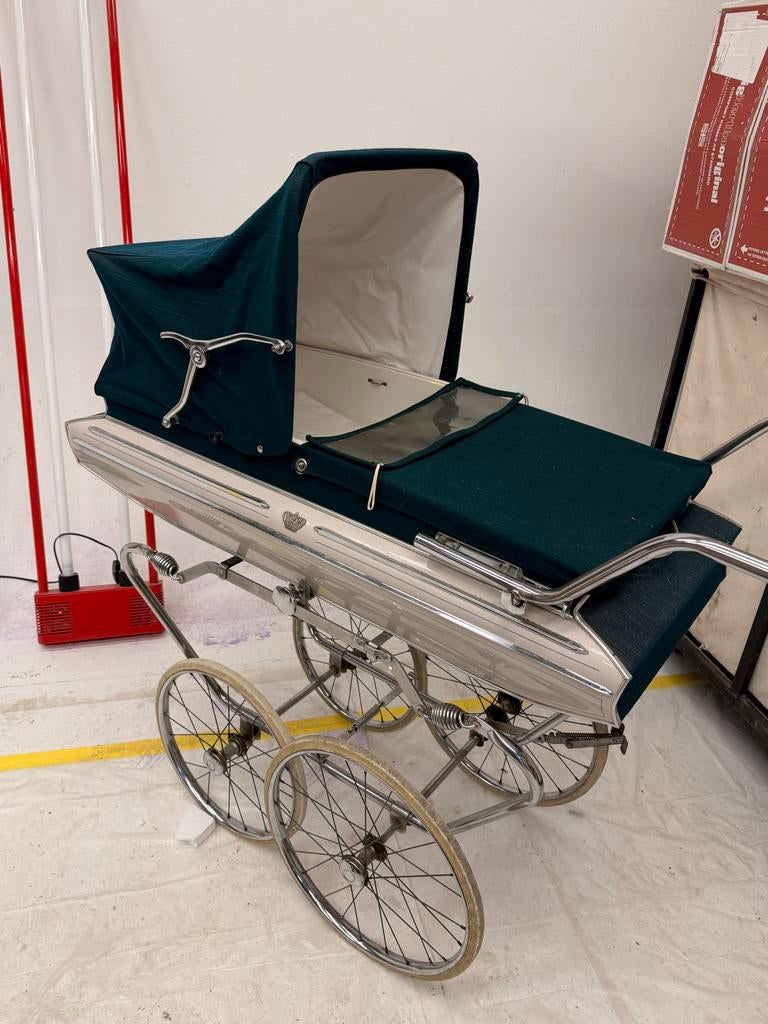 Vintage van Delft Kinderwagen Royal Green, Kinderen en Baby's, Kinderwagens en Combinaties, Ophalen of Verzenden, Gebruikt, Kinderwagen