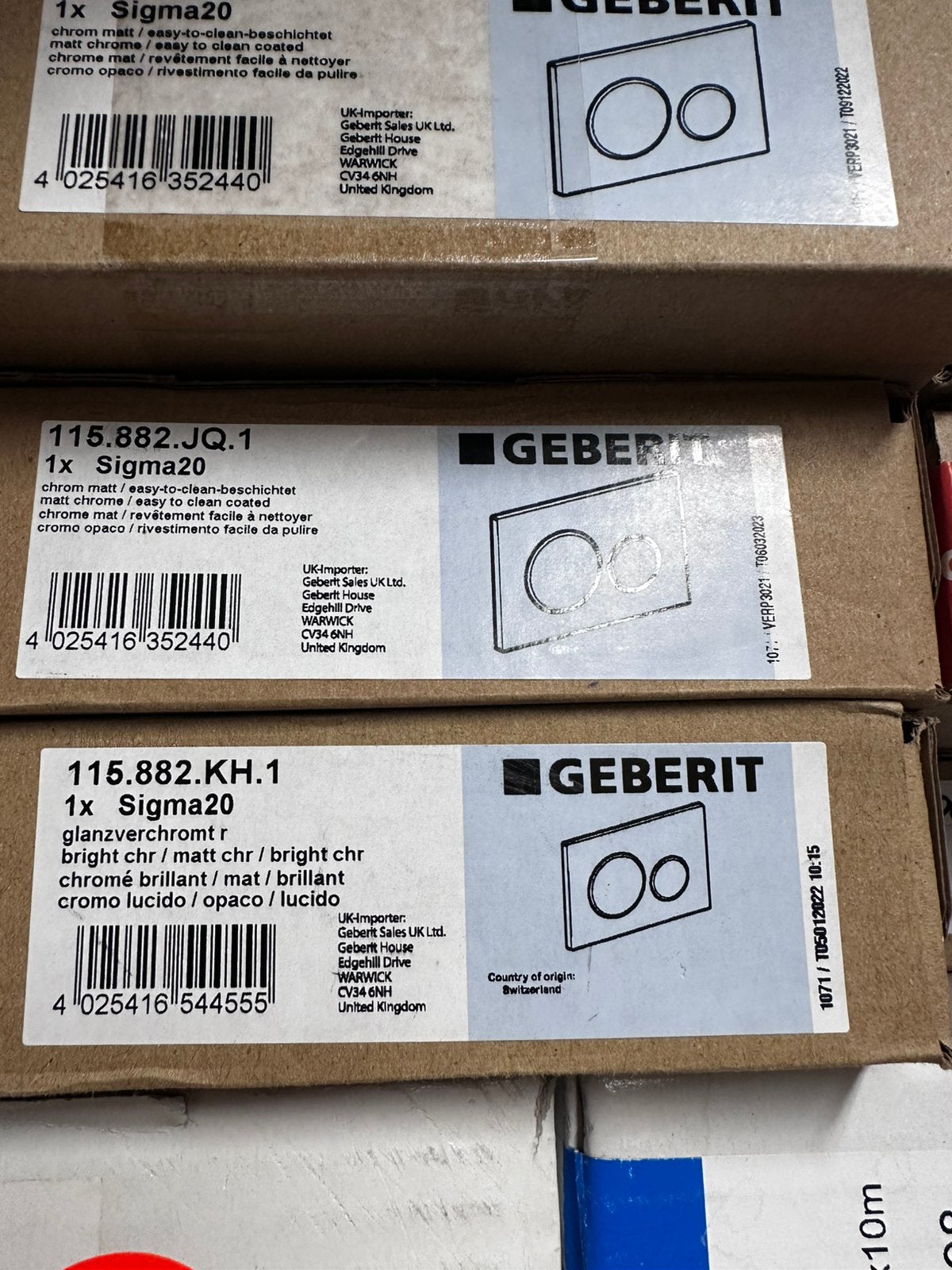 Geberit Sigma20 Bedieningsplaat - Chroom Mat/Glanzend, Ophalen of Verzenden, Nieuw, Chroom, Douche