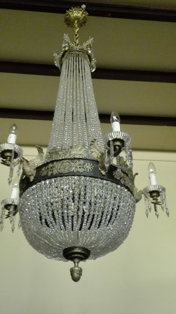 grote Empire zak luster 19e eeuw, Antiek en Kunst, Antiek | Lampen, Ophalen