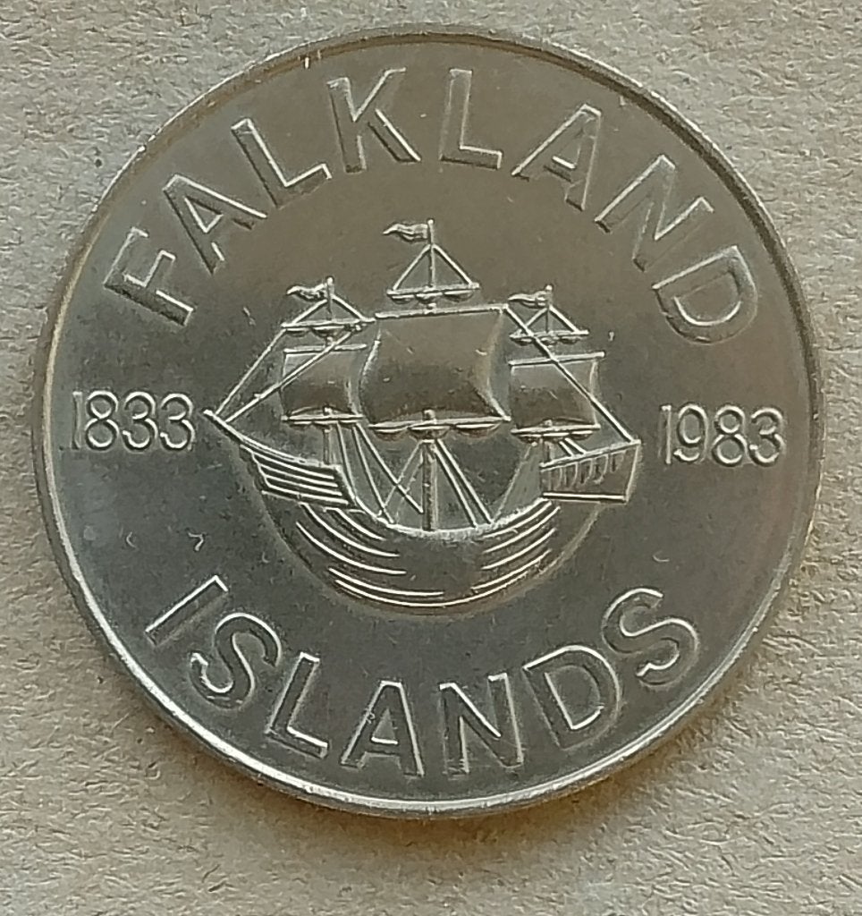 Falkland Islands, 50 pence ND (1983). koper/nikkel., Ophalen of Verzenden, Zuid-Amerika, Losse munt