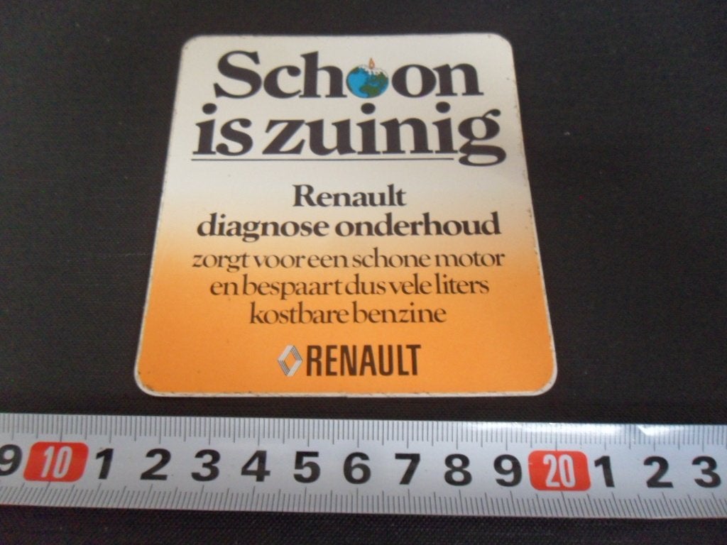 sticker RENAULT diagnose onderhoud SCHOON IS ZUINIG, Ophalen of Verzenden, Zo goed als nieuw