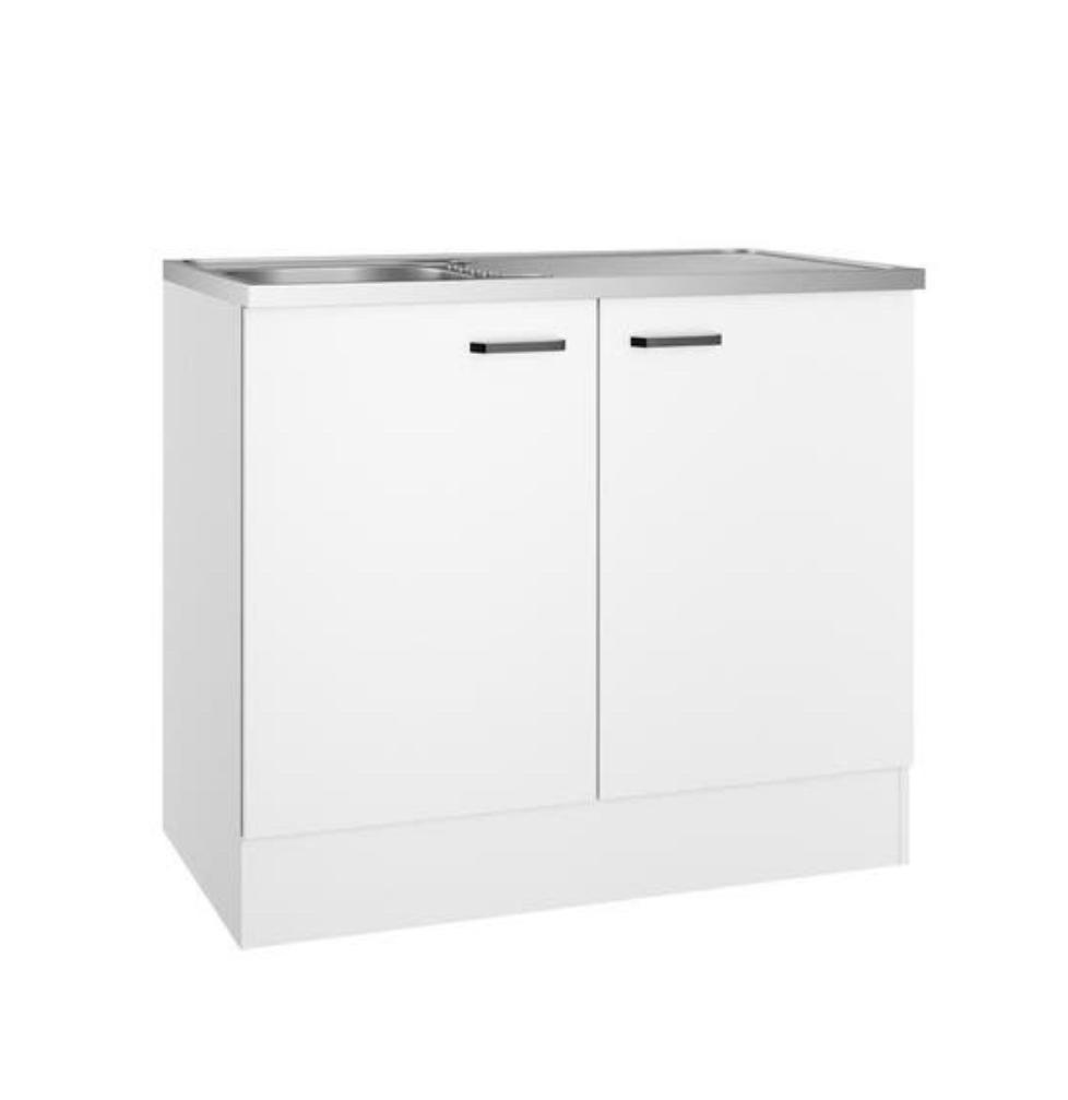 keukenblok 100 x 50 cm wit met rvs aanrecht en spoelbak, Huis en Inrichting, Wit, Ophalen of Verzenden, Zo goed als nieuw, Minder dan 100 cm