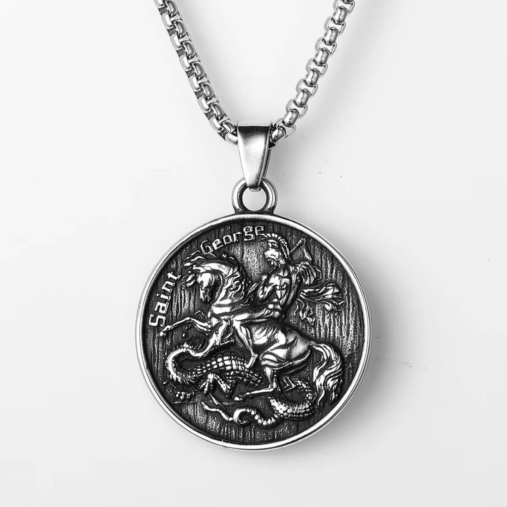 Roestvrij Stalen Sint Joris Ketting Heren en Dames, Verzenden, Nieuw, Zilver, Overige materialen
