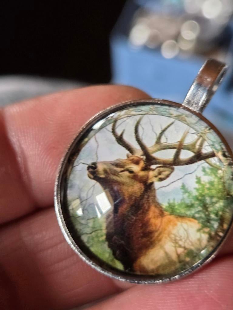 Herten hanger - Uniek sieraad met natuurafbeelding, Ophalen of Verzenden, Nieuw, Glas of Kristal, Dier