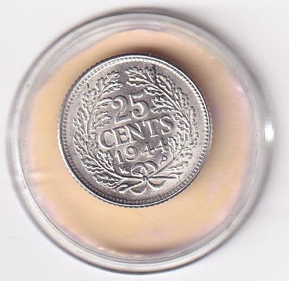 25 Cent 1944 EP Prachtig, Verzenden, Zilver, 25 cent, Koningin Wilhelmina
