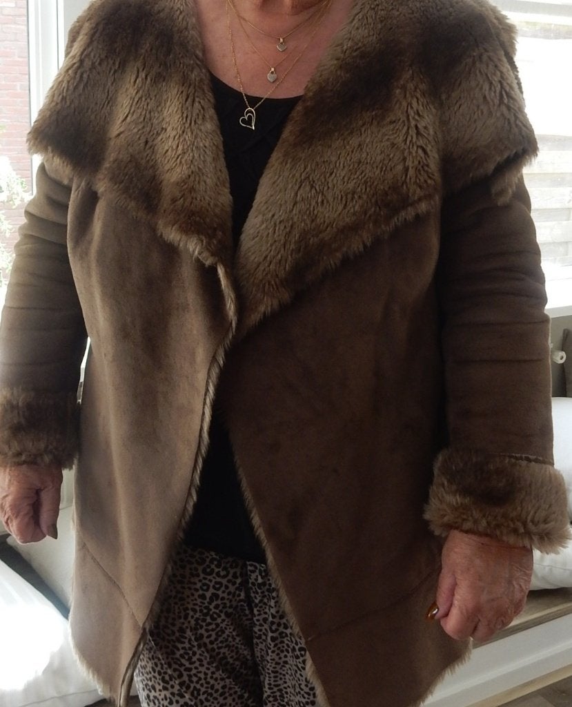 driekwart suede damesjas L, Ophalen, Zo goed als nieuw, Maat 42/44 (L), Overige kleuren