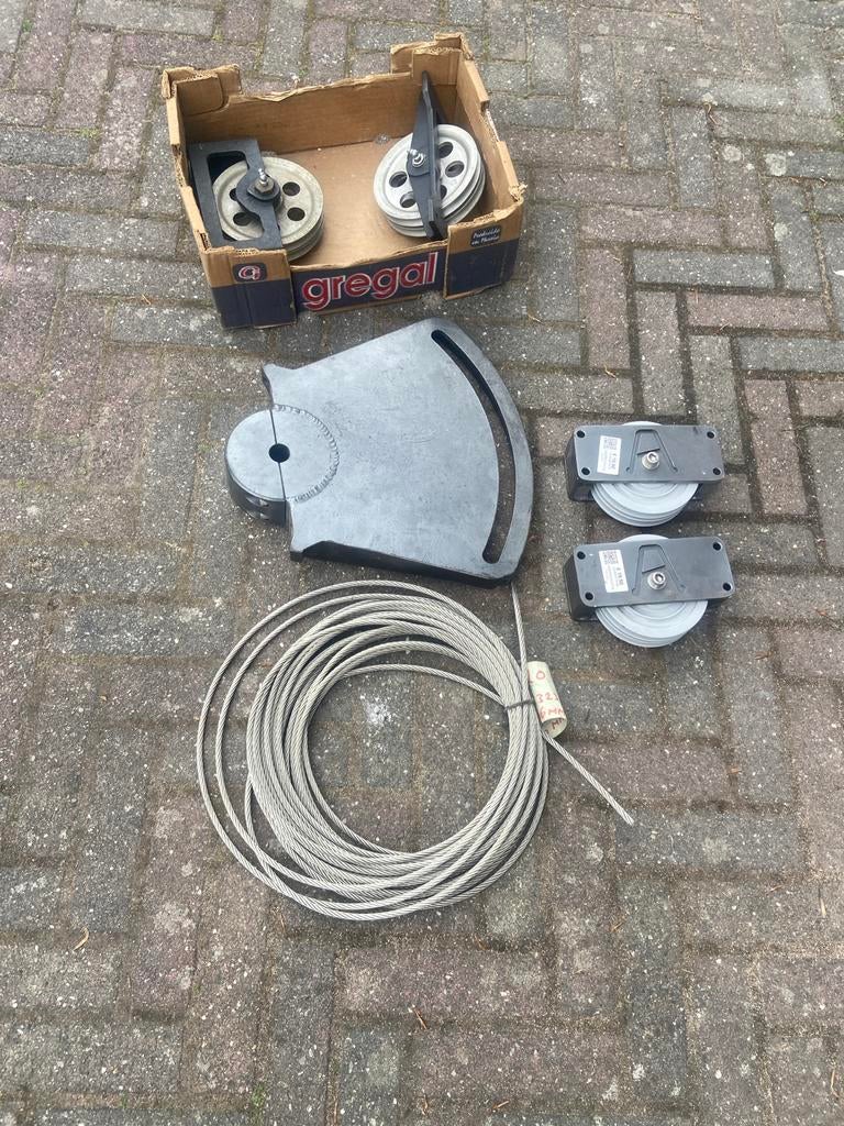 Stuurwerk onderdelen: Katrollen, staaldraad, kwadrant, Ophalen of Verzenden, Gebruikt, Dekbeslag, Zeilboot of Motorboot