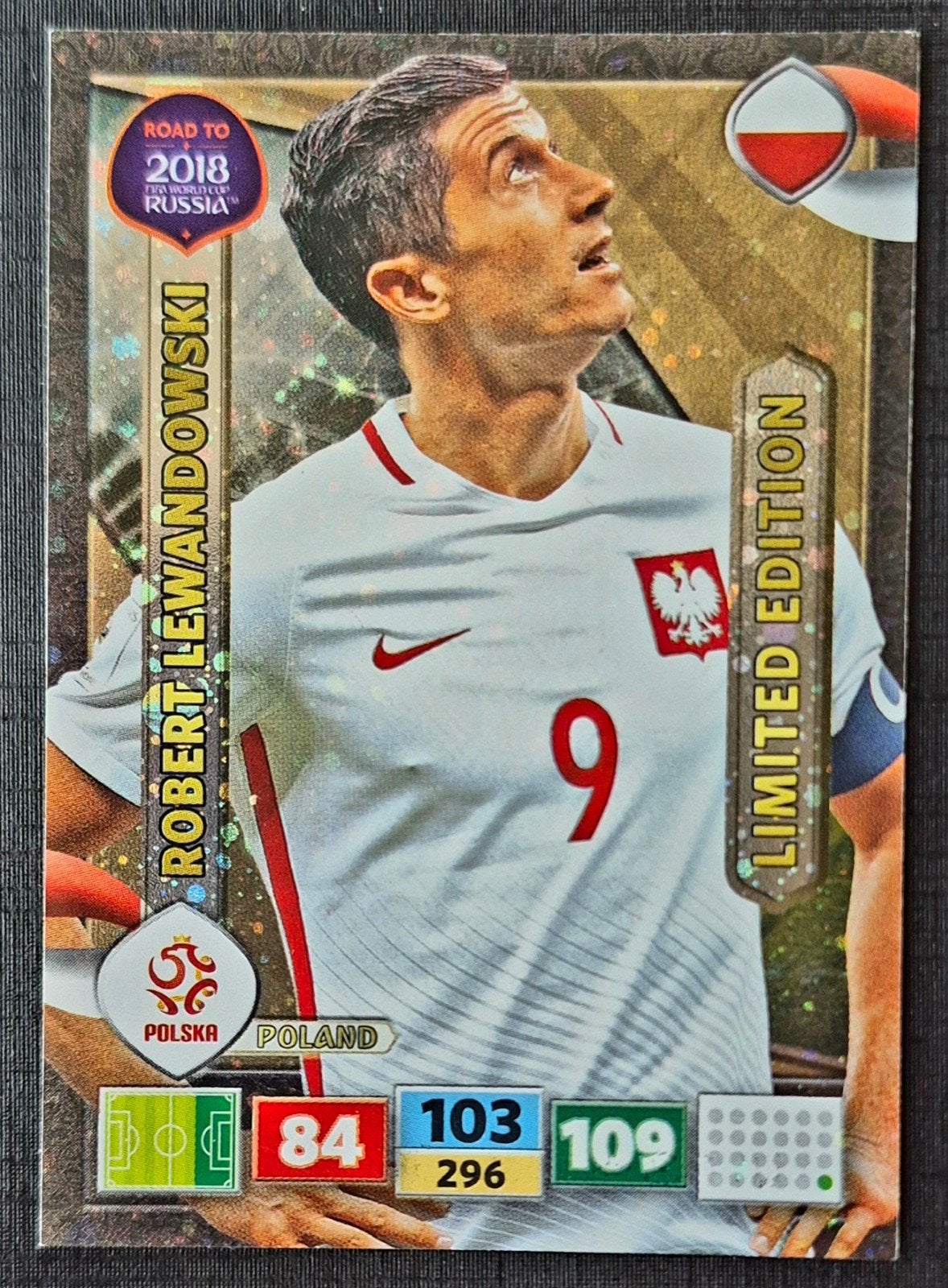Panini Limited Edition Robert Lewandowski - Polen, WK 2018, Ophalen of Verzenden, Zo goed als nieuw, Plaatje