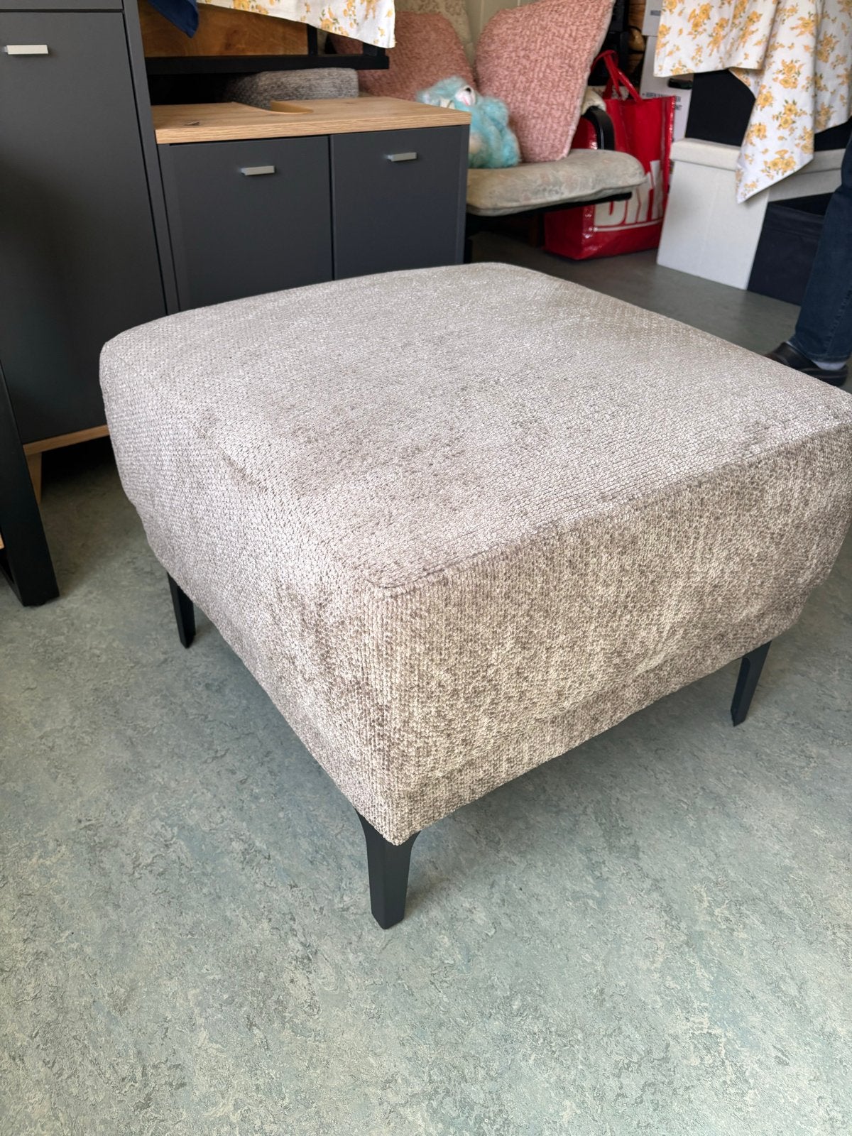 Comfortabele bank 'Movie Clay' met hocker (H85xB195xD88), Ophalen, 150 tot 200 cm, Driepersoons, 75 tot 100 cm