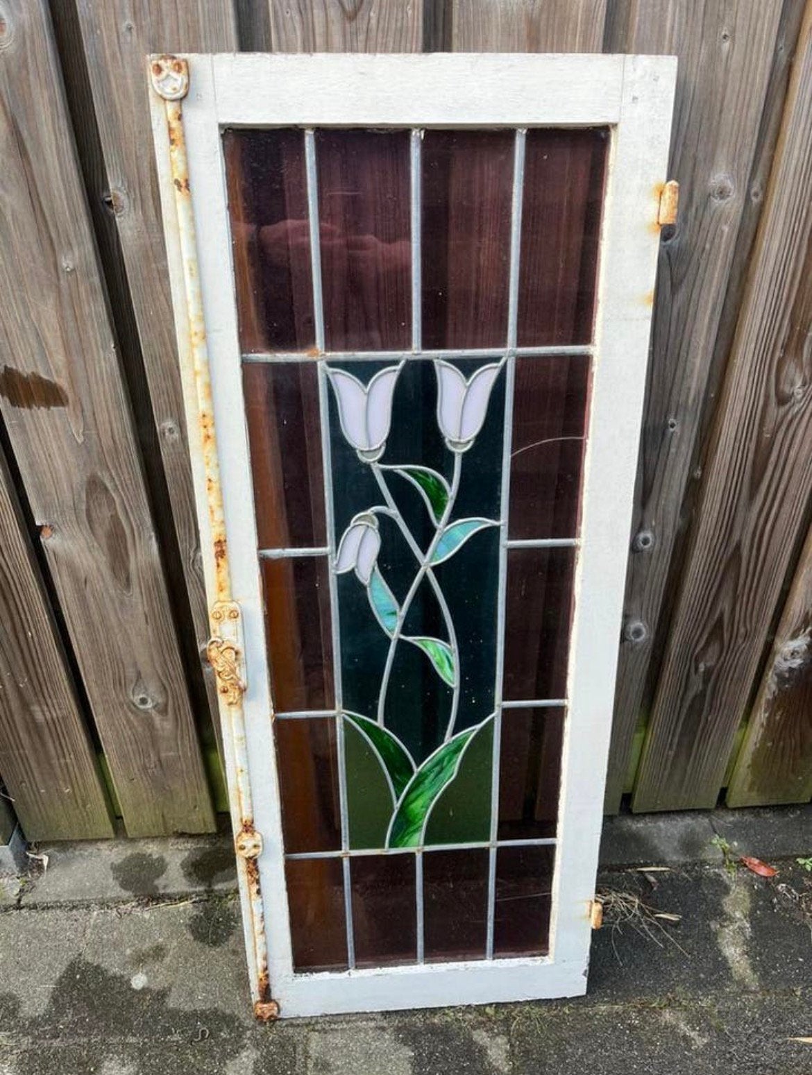 Te koop Glas in lood raam 40 x 110 cm, zie foto ‘S, Doe-het-zelf en Verbouw, Glas en Ramen, Ophalen, Gevelraam of Ruit, Gebruikt