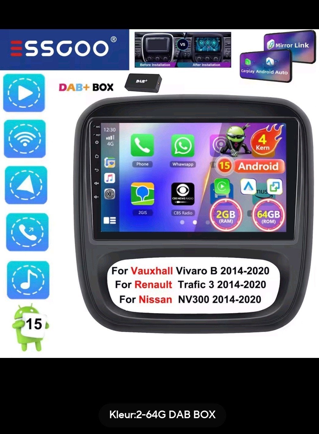 Nissan,Renault,Vauxhall Android Auto Radio CarPlay Bluetooth, Ophalen of Verzenden, Zo goed als nieuw