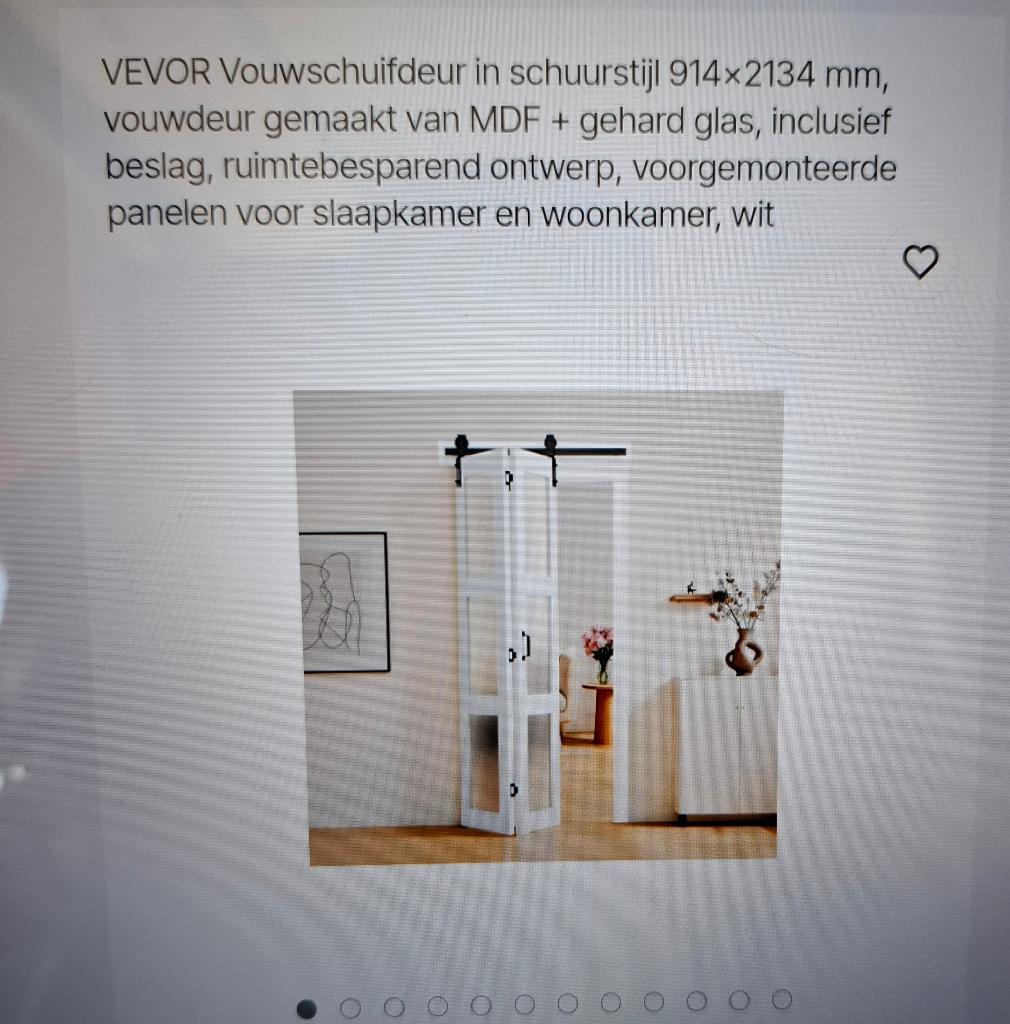Vouwschuifdeur, Schuifdeur, Binnendeur, Nieuw, 200 tot 215 cm