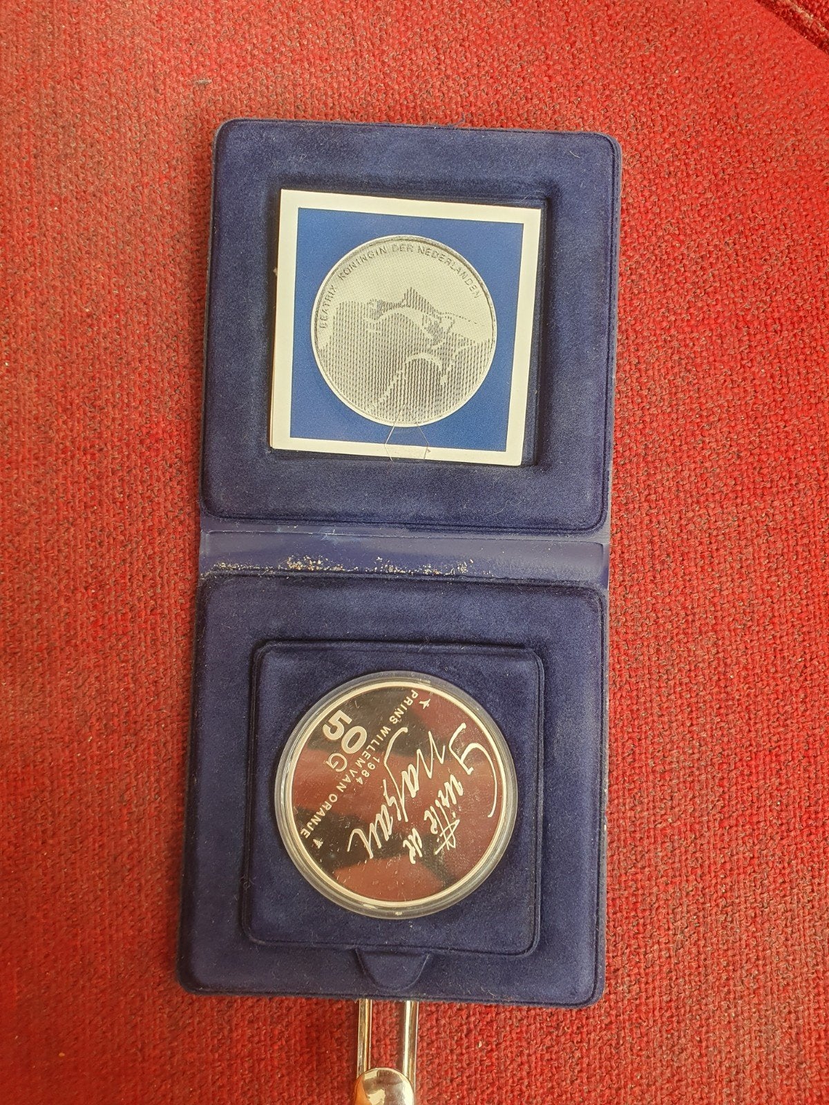 Proof-zilveren 50 gulden 1984 in originele cassette, Koningin Beatrix, Zilver, Ophalen of Verzenden, Losse munt