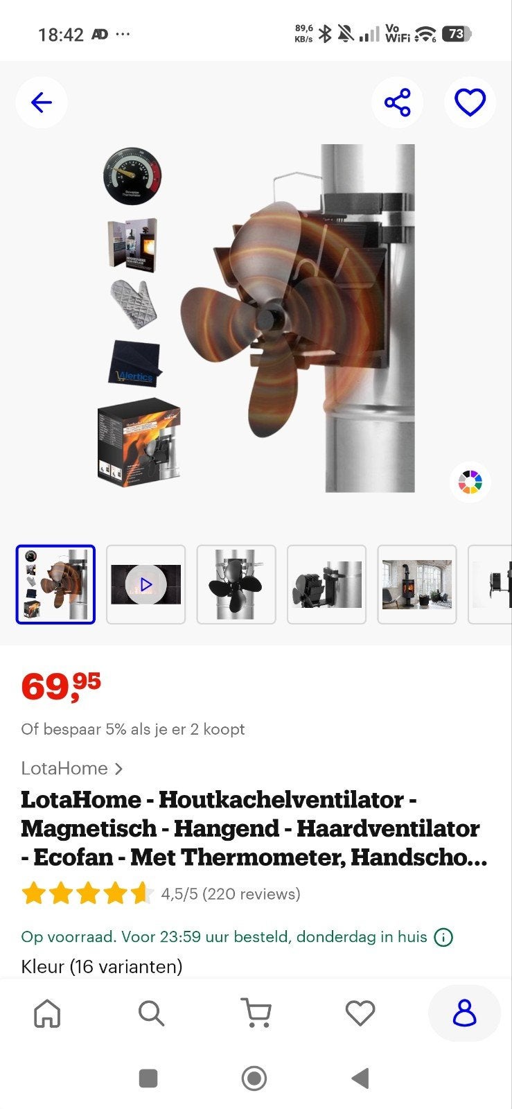LotaHome Houtkachelventilator - Magnetisch - Hangend, Ophalen of Verzenden, Nieuw, Vrijstaande haard, Houthaard